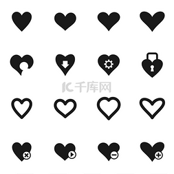 情人节设计矢量素材图片_主题心脏上的一组图标矢量插图
