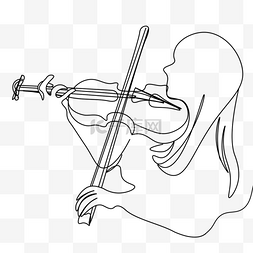 抽象线条画女生拉小提琴