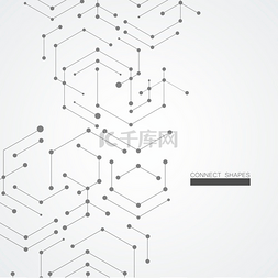 矢量六边形连接和社交网络线条和