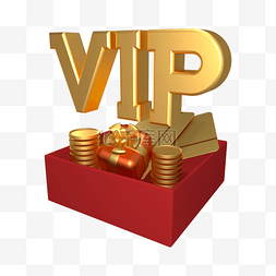 vip卡免抠图图片_3d金色vip礼盒