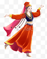少数民族维吾尔族姑娘跳舞