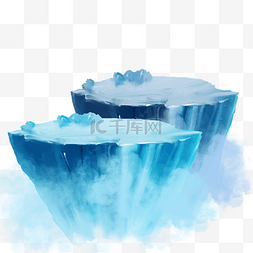 蓝色冰川融化