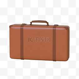 创意旅行素材图片_棕色C4D立体创意行李箱手提箱