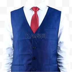 半身蓝马甲领带摄影图白衬衫