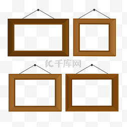 木制相框素材图片_相框四个木制装饰照片墙棕色