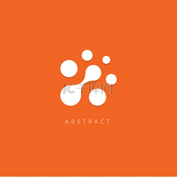 芯片抽象图片_抽象矢量徽标。橙色背景上的白色