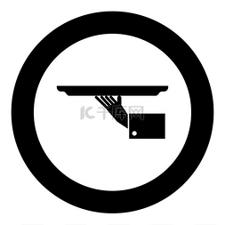 死巴勒莫logo图片_圆形矢量插图中带有托盘图标黑色