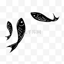 小鱼创意图片_手绘卡通小鱼创意黑白单色涂鸦