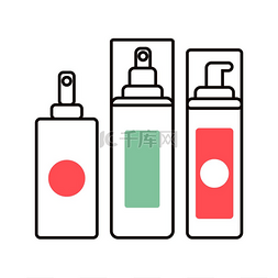 化妆品插图图片_化妆品系列喷雾剂、带有标签和标