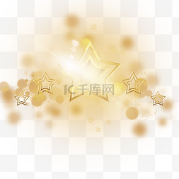 闪亮的金色光效星星和光晕