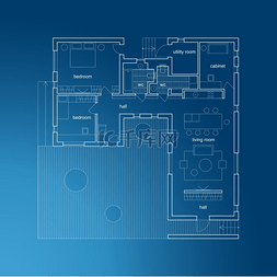 画建筑草图图片_与计划的建筑蓝图.. 现代住宅的建