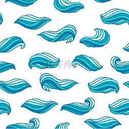 毛皮披肩PNG图片_无缝波浪图案具有海洋河流或水纹