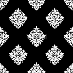 复古黑色花藤图片_无缝花卉优雅的蔓藤花纹图案，采