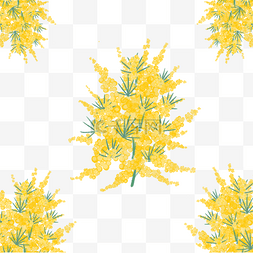 母亲节水彩背景图片_含羞草黄色花朵叶子
