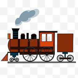 蒸汽火车红色卡通复古