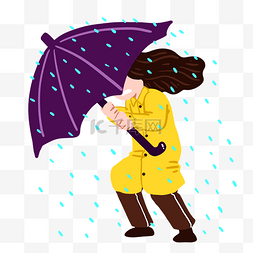 暴雨中手持雨伞的女人