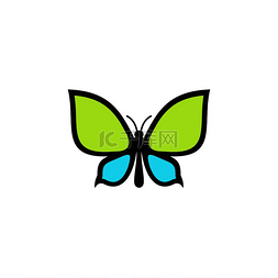 抽象蝴蝶图标图片_抽象的蓝绿色蝴蝶。