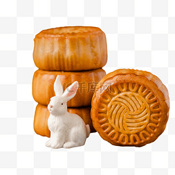中秋节食物月饼兔子