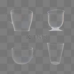 咖啡杯3d图片_3D立体C4D透明咖啡杯玻璃杯套图