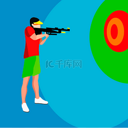 体育射击图片_射击运动员夏季奥运会。3d 等距的