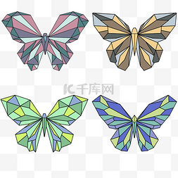 立体块状图片_多种颜色多边形彩色蝴蝶