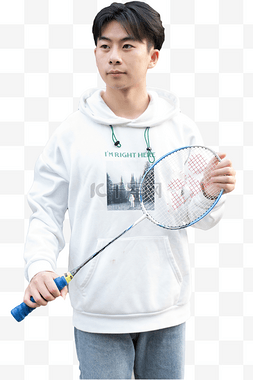 运动羽毛球拍球青春活力男生