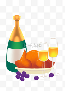 酒水主图图片_感恩感恩节火鸡酒水食物晚宴