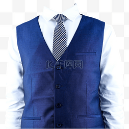 衬衫礼服图片_半身摄影图领带蓝马甲白衬衫