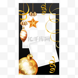 2022海报金色图片_圣诞节金色装饰instagram故事边框