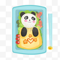 可爱儿童饭盒图片_可爱创意宝宝餐儿童餐熊猫盖被子