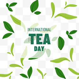 漂浮茶叶图片_绿色茶叶漂浮装饰国际茶日