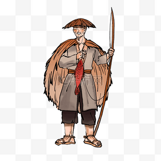 古代水墨钓叟人物古风中国风渔翁渔夫