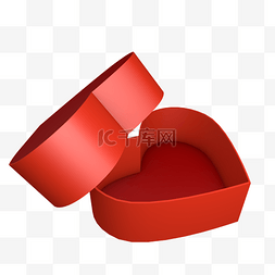 红色立体心图片_C4D立体爱心礼盒
