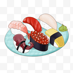 虾手绘图片_卡通日式寿司刺身