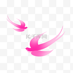 归巢的鸟儿图片_春季情人节妇女节粉色燕子
