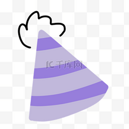 紫色条纹帽子抽象线条动物涂鸦