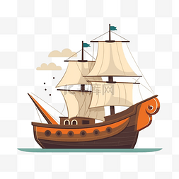 卡通手绘船只帆船