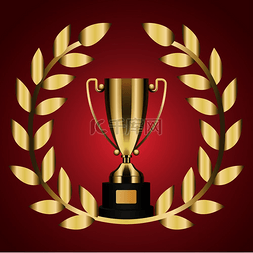 布兰登堡门图片_胜利的金质奖杯和红色上孤立的月