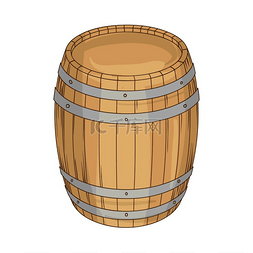用于葡萄酒或啤酒的木桶的插图。
