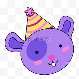 蓝紫色系生日组合戴帽子的小老鼠