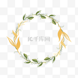 圆形铃兰婚礼水彩花卉边框
