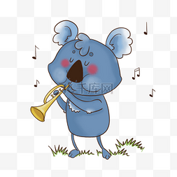 可爱的考拉吹小号动物音乐家