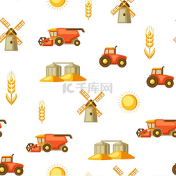 小麦粮仓图片_农业无缝模式与收割物品联合收割