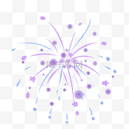 烟花紫色图片_水彩风格日本夏日烟花