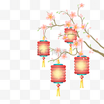 越南新年桃花灯笼边框节日装饰