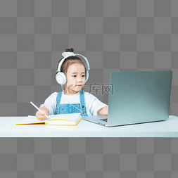 ai操作电脑图片_线上教育女孩操作电脑