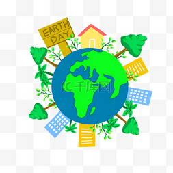 低碳环保蓝色图片_低碳气候绿色地球日剪贴画
