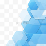 边框六边形几何形状重叠蓝色