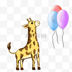 气球的卡通动物图片_长颈鹿