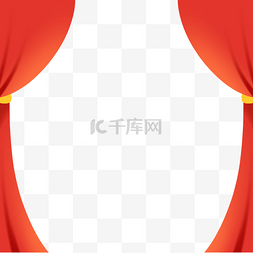 飘逸的窗帘图片_新年春节红色窗帘幕布边框
